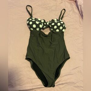 Chelsea28 Green and White Polka Dot Swimsuit